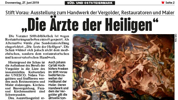 Read more about the article Stift Vorau: Ausstellung zum Handwerk der Vergolder, Restauratoren und Maler – Bericht Kronen Zeitung